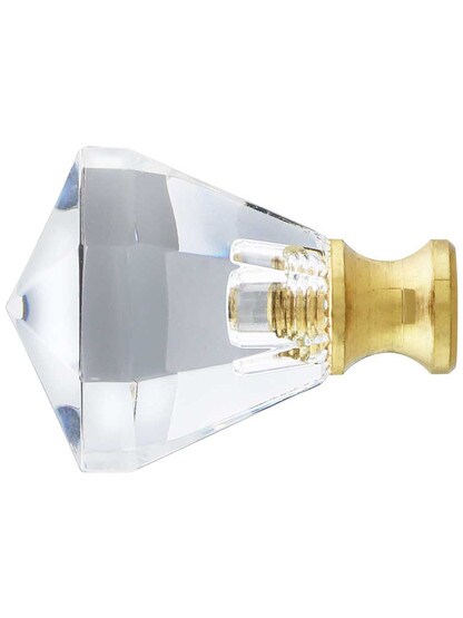 Alternate View of Lead Free German Crystal Diamond Cut Octagonal Knob With Solid Brass Base.