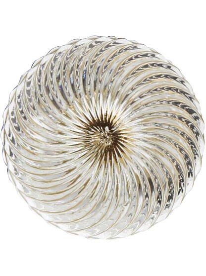Alternate View 2JPG of German Crystal Swirl Etched Globe Knob With Solid Brass Base.