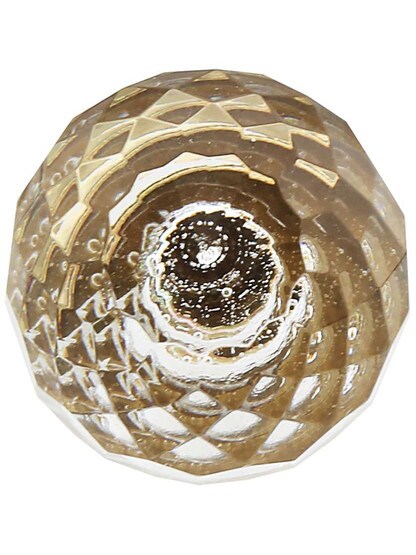 Alternate View 2 of Small Lead-Free Faceted Crystal Globe Knob with Solid Brass Base.