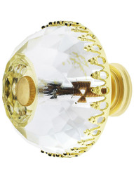 Lead-Free Multifaceted Round Crystal Knob with Solid Brass Base