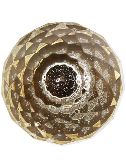 Alternate View 2 of Large Faceted Crystal Globe Knob with Solid Brass Base.