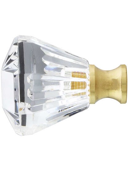 Alternate View of German Crystal Fluted Octagonal Knob With Solid Brass Base.