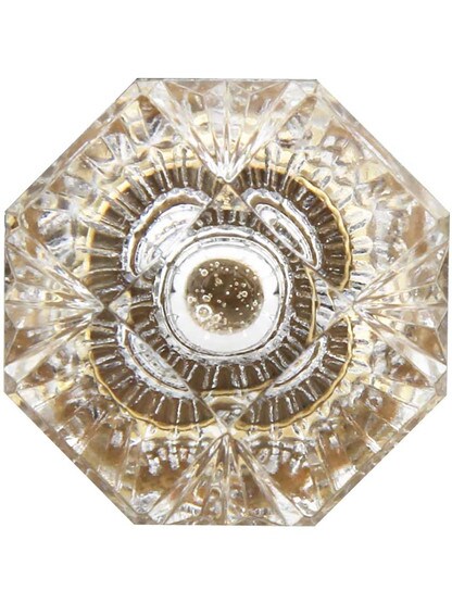 Alternate View 2 of German Crystal Fluted Octagonal Knob With Solid Brass Base.