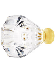 Lead Free German Crystal Fluted Octagonal Knob With Solid Brass Base