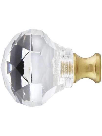 Alternate View of German Crystal Diamond Cut Knob With Solid Brass Base.