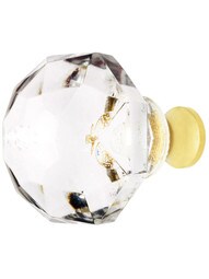 Lead Free German Crystal Diamond Cut Knob With Solid Brass Base