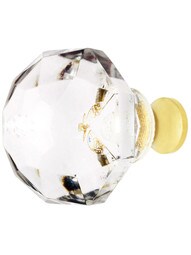 German Crystal Diamond Cut Knob With Solid Brass Base