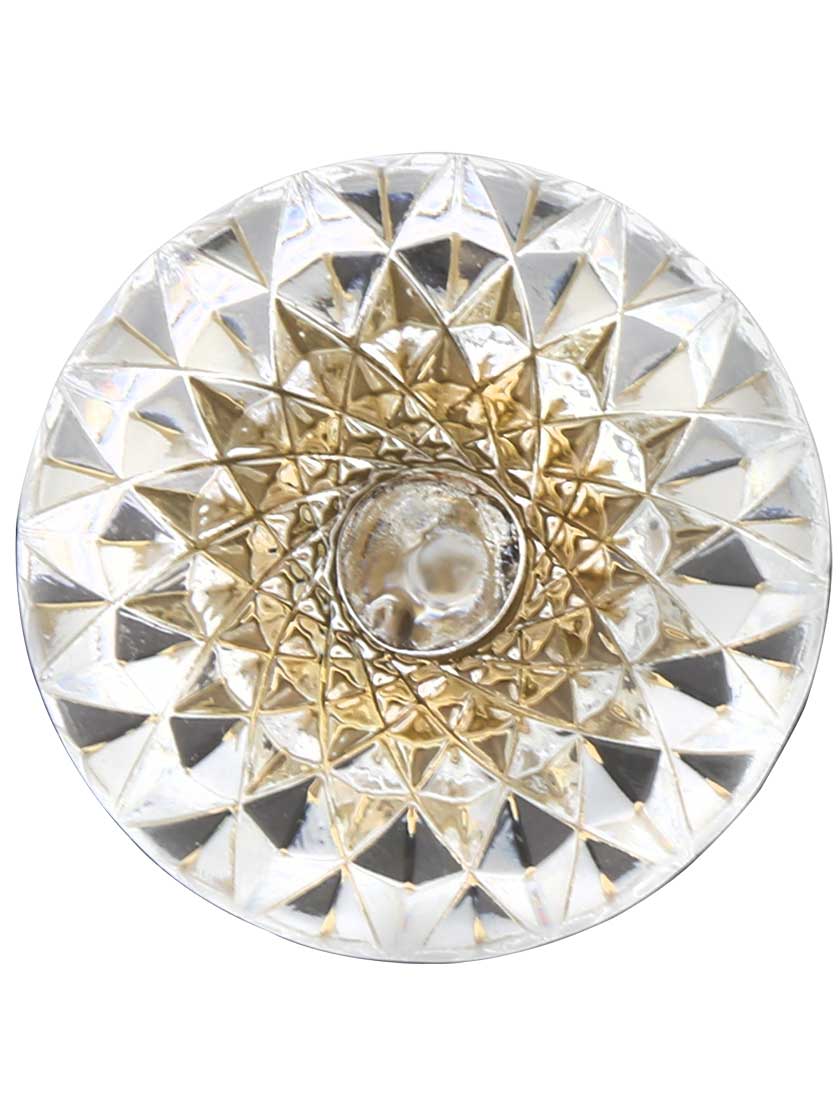 Lead Free German Crystal Round Etched Knob With Solid Brass Base