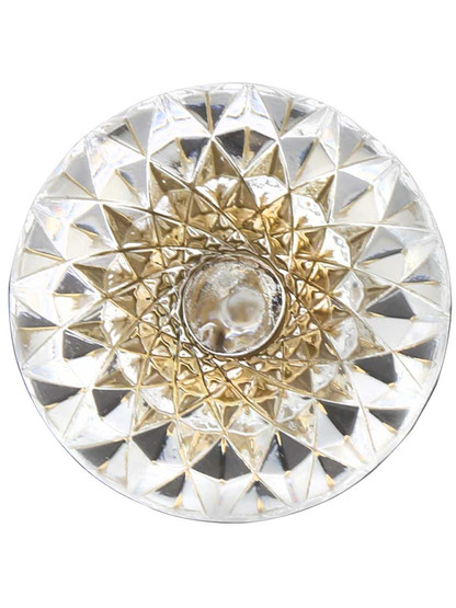 Lead Free German Crystal Round Etched Knob With Solid Brass Base
