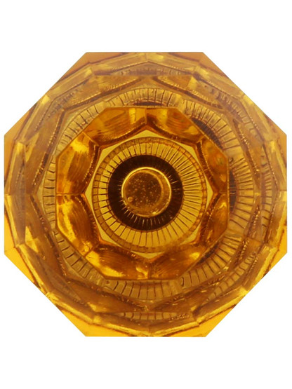Alternate View 2 of Amber Lead-Free Octagonal Crystal Knob with Solid Brass Base.