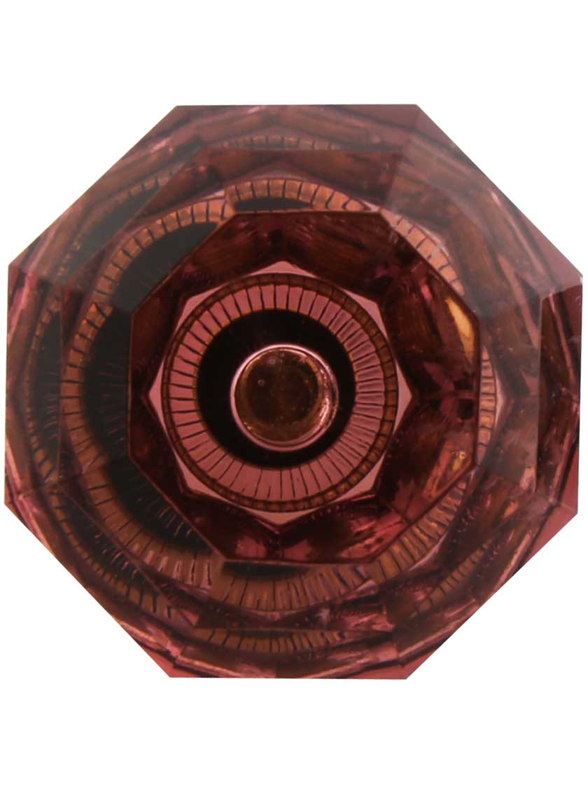 Alternate View 2 of Amethyst Lead-Free Octagonal Crystal Knob with Solid Brass Base.