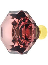 Amethyst Octagonal Crystal Knob with Solid Brass Base