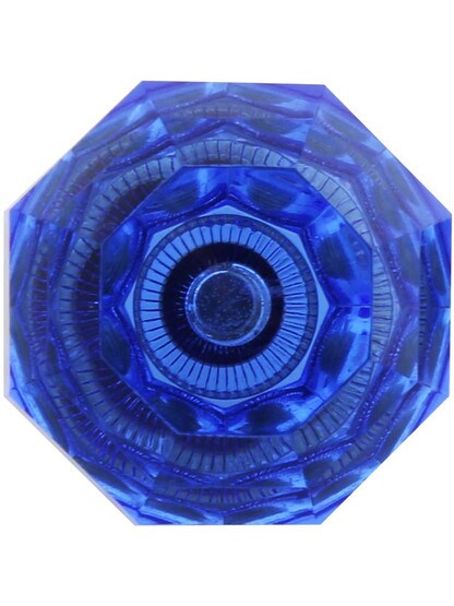 Alternate View 2 of Blue Octagonal Crystal Knob with Solid Brass Base.