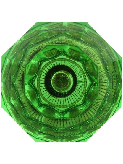 Alternate View 2 of Green Octagonal Crystal Knob with Solid Brass Base.