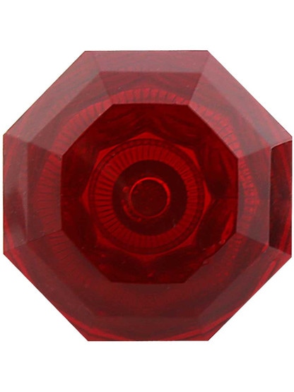 Alternate View 2 of Red Octagonal Crystal Knob with Solid Brass Base.