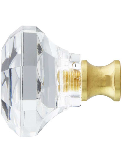 Lead Free German Crystal Octagonal Knob With Solid Brass Base