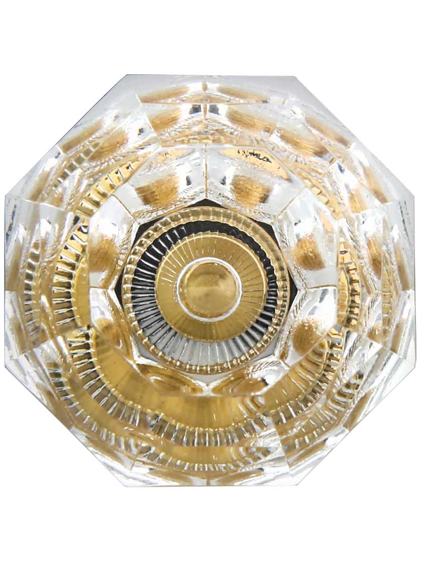 Alternate View 2 of Lead Free German Crystal Octagonal Knob With Solid Brass Base.