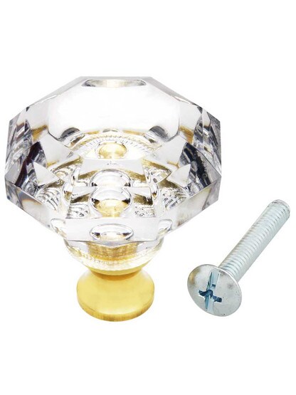 Alternate View 3 of German Crystal Octagonal Knob With Solid Brass Base.