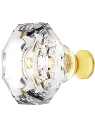 German Crystal Octagonal Knob With Solid Brass Base