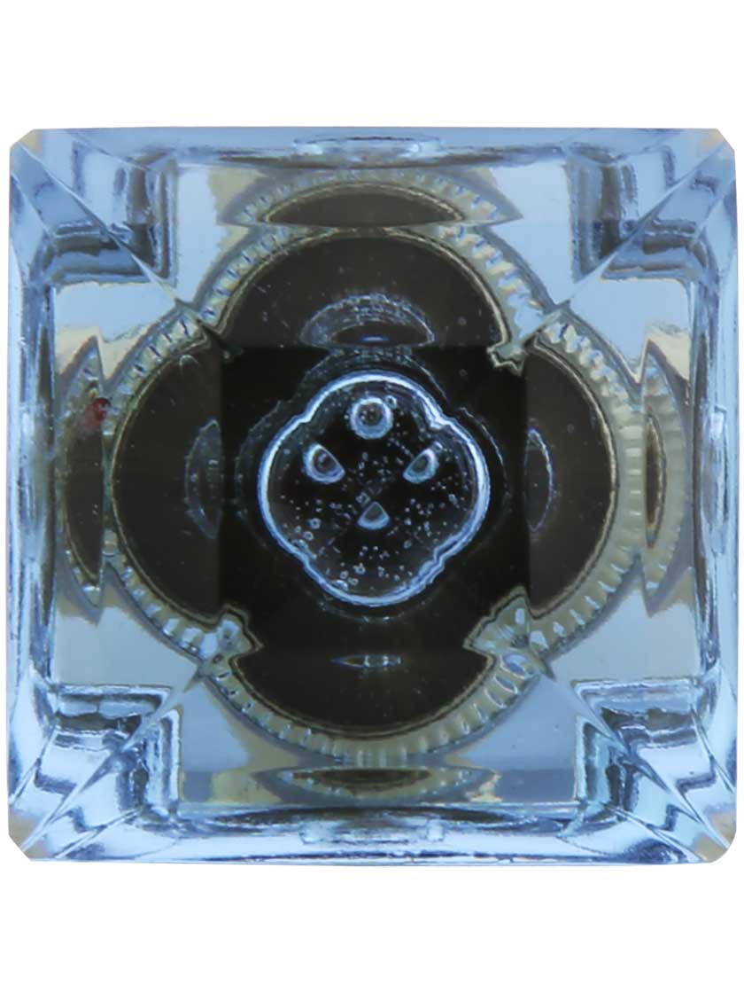 Blue to Lavender Lead-Free Square Crystal Knob with Solid Brass Base