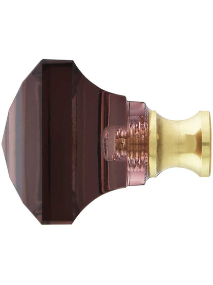 Alternate View of Amethyst Lead-Free Square Crystal Knob with Solid Brass Base.