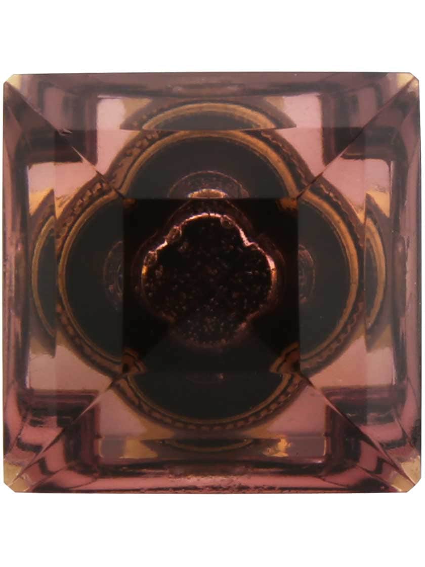 Alternate View 2 of Amethyst Lead-Free Square Crystal Knob with Solid Brass Base.