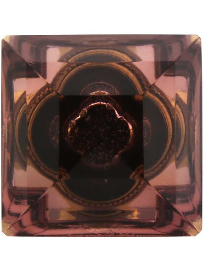 Alternate View 2 of Amethyst Square Crystal Knob with Solid Brass Base.