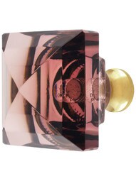 Amethyst Square Crystal Knob with Solid Brass Base