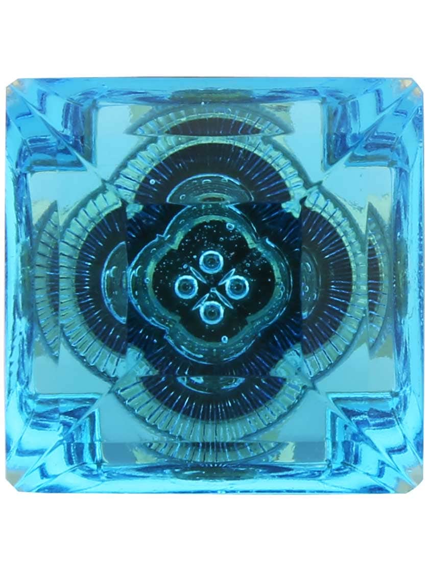 Alternate View 2 of Aqua Lead-Free Square Crystal Knob with Solid Brass Base.