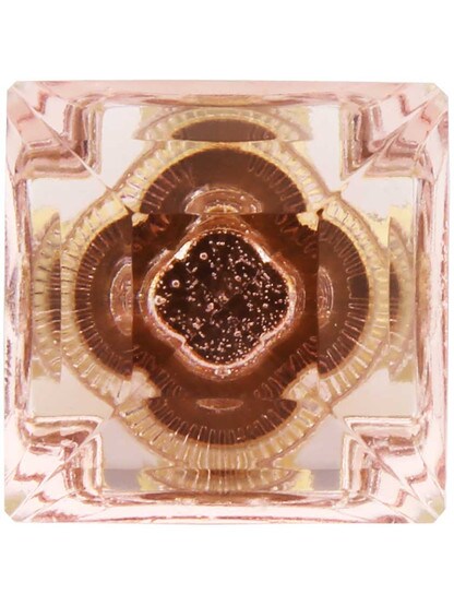 Alternate View 2 of Pink Lead-Free Square Crystal Knob with Solid Brass Base.