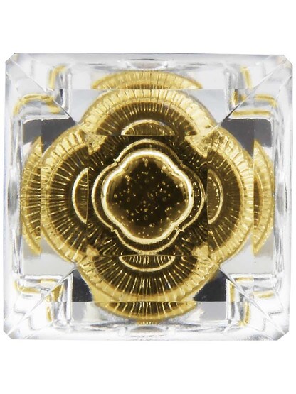 Alternate View 2 of Lead Free German Crystal Square Knob With Solid Brass Base.