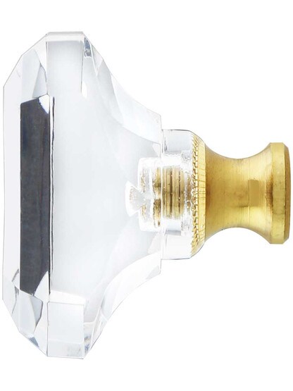 Alternate View of German Crystal Faceted Oval Knob With Solid Brass Base.