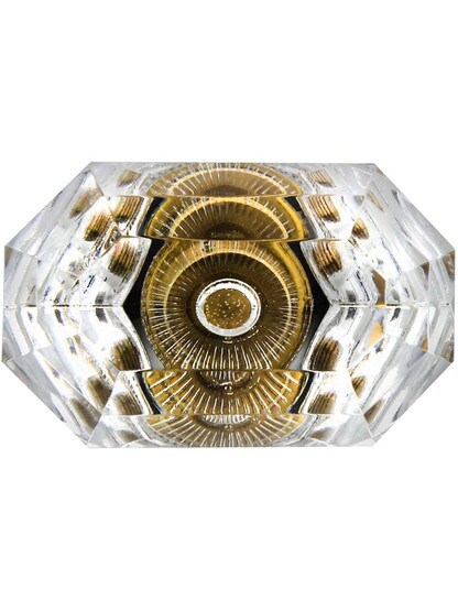 Alternate View 2 of German Crystal Faceted Oval Knob With Solid Brass Base.