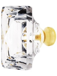 Lead Free German Crystal Rectangular Knob With Solid Brass Base