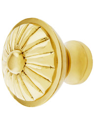 Fluted Brass Cabinet Knob - 1 1/4" Diameter