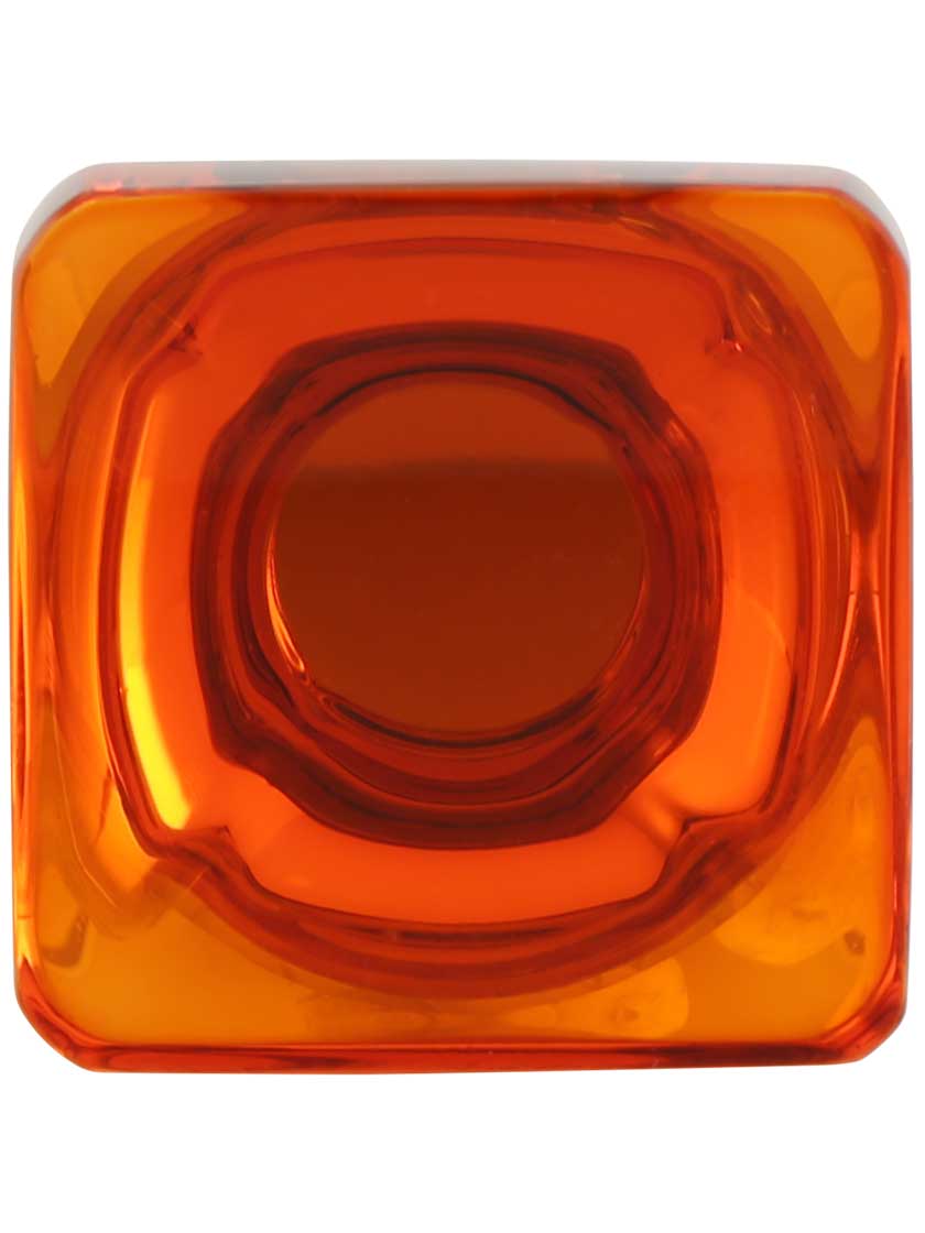 Lido Tangelo Crystal Glass Cabinet Knob - 1-3/8" Square