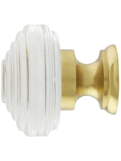 Alternate View of Deco Crystal Glass Cabinet Knob - 1 1/4 inch Diameter.