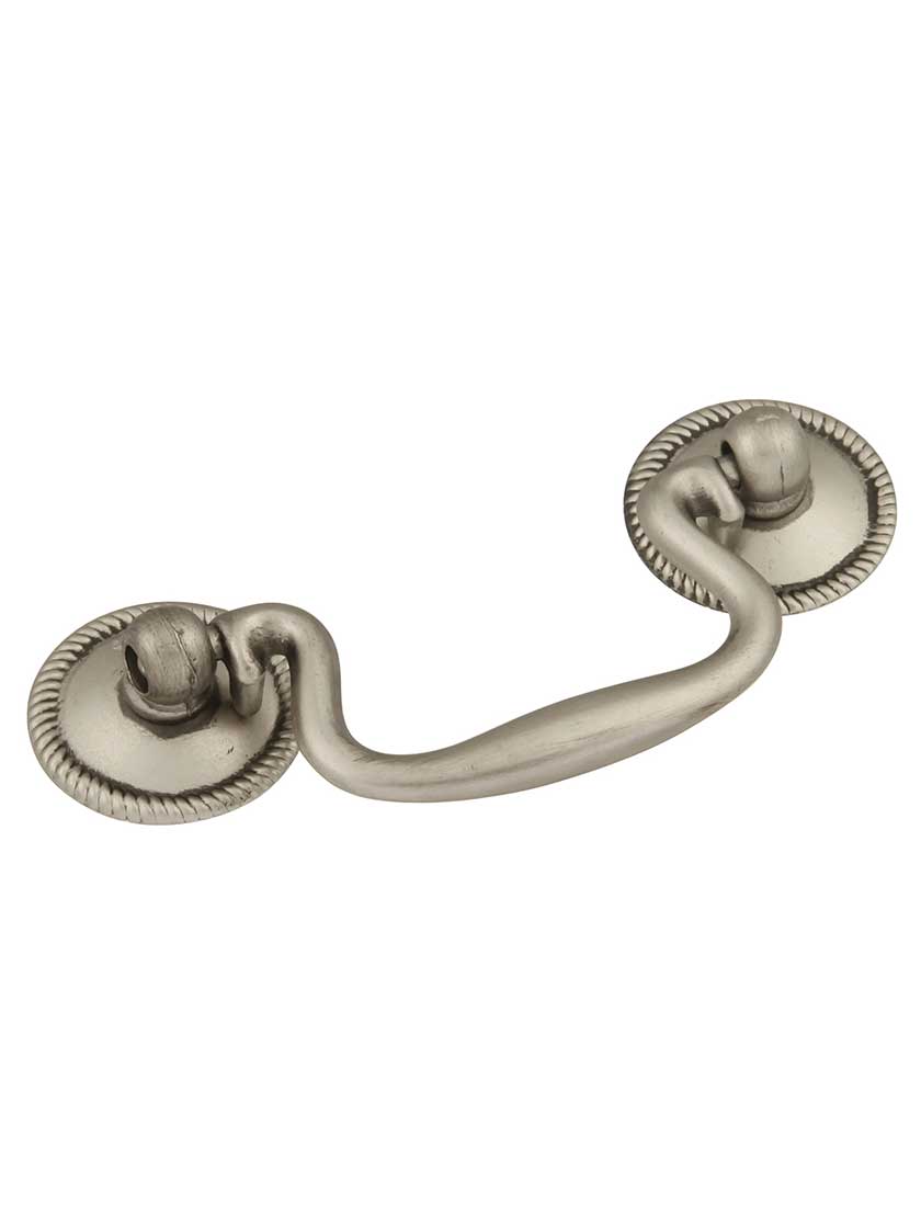Alternate View of Manor House Swan-Neck Bail Pull with Roped Rosettes - 2-1/2 inch Center-to-Center.