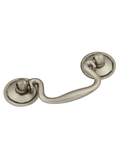 Alternate View of Manor House Swan-Neck Bail Pull with Roped Rosettes - 2-1/2 inch Center-to-Center.