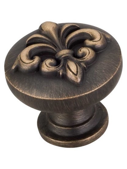 Alternate View of Lafayette Raised Fleur-De-Lis Cabinet Knob - 1 3/8 inch Diameter.