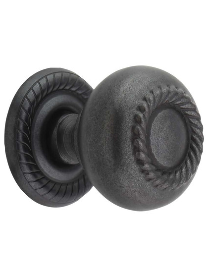 Rhodes Rope Detail Knob with Back Plate - 1 1/4 inch Diameter in Gunmetal.