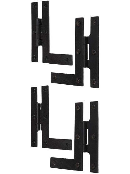 Alternate View of Set of H - L Style Cabinet Hinges - 4 inch H x 4 inch W.