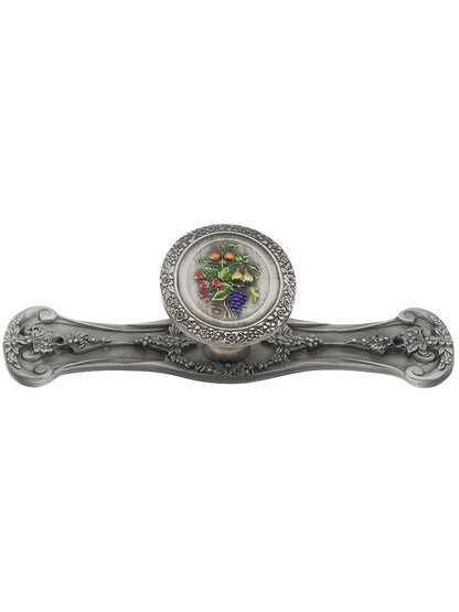 Fruit Bouquet Knob With Fruit Of The Vine Back Plate In Pewter