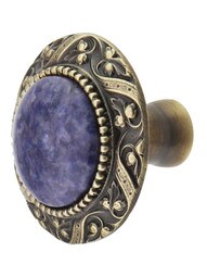 Victorian Cabinet Knob Inset with Blue Sodalite - 1 5/16" Diameter