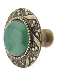 Victorian Cabinet Knob Inset with Green Aventurine - 1 5/16" Diameter