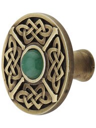 Celtic Jewel Knob Inset with Green Aventurine