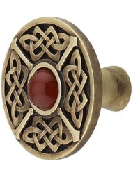 Celtic Jewel Knob Inset with Red Carnelian.