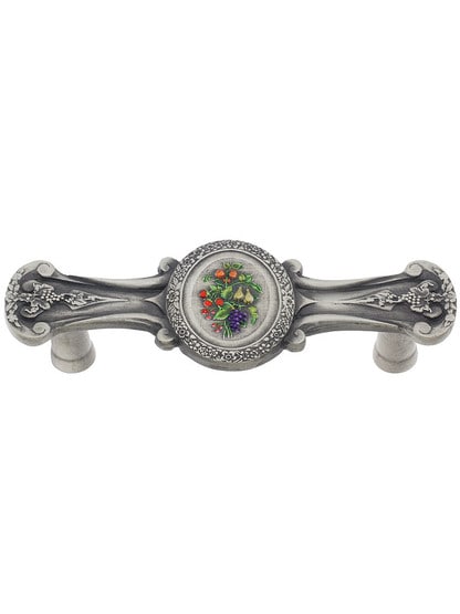 Bouquet of Fruit Drawer Pull - 3 inch Center to Center in Pewter.
