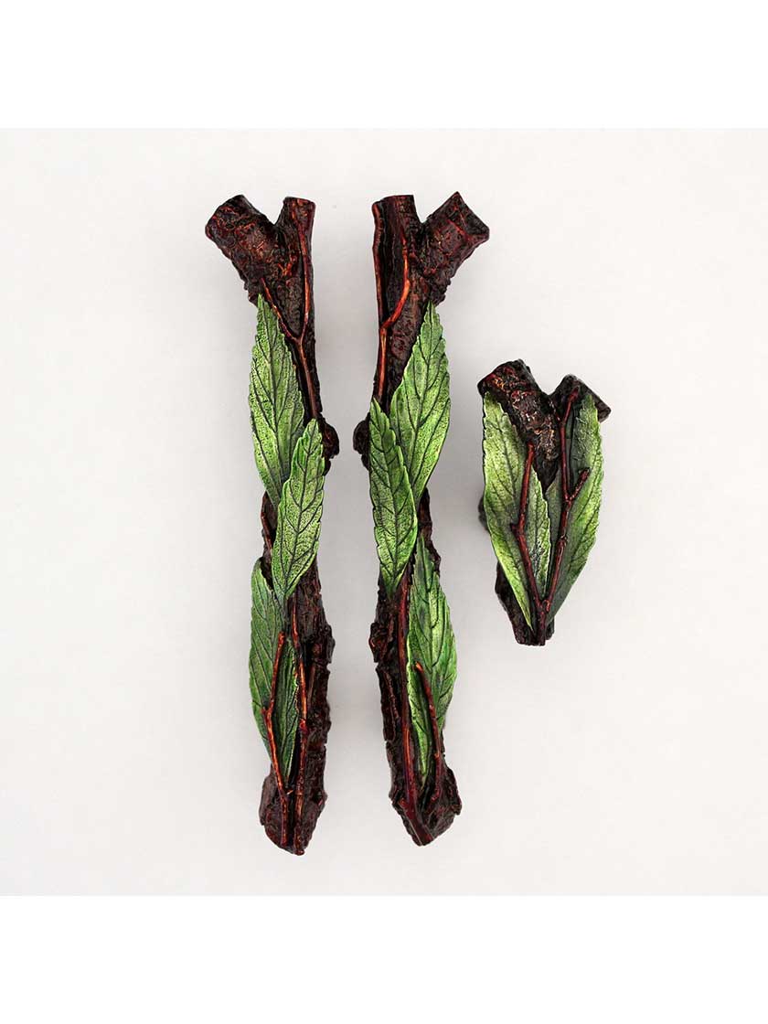 Alternate View of Leafy Branch Drawer Pull - Left Hand.