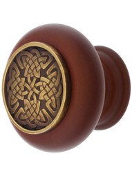 Hardwood Knob with Celtic Isle Onlay - 1 1/2" Diameter